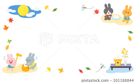 Illustration frame Rabbits watching the moon 101188844