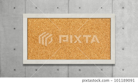 Natural wood corkboard on a concrete wall Natural wood corkboard on a concrete wall 101189091