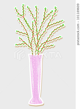 Willow branches in a vase. Easter composition. Tall vase with willow seals. Willow branches in a vase. Easter composition. Tall vase with willow seals. 101189609