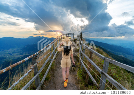 Tourist walking at Phu chi dao in Chiang Rai, Thailand. 101189693
