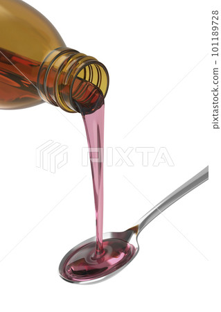 Pouring cough medicine syrup 101189728