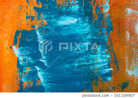 creative background, a spot of  colored primer rubbed on the surface of a linen canvas, temporary object, close, toning 101189907
