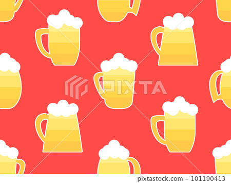 Beer mug seamless pattern. Beer with foam in glasses of various shapes. Design for posters, banners and promotional items. Vector illustration Beer mug seamless pattern. Beer with foam in glasses of various shapes. Design for posters, banners and promotional items. Vector illustration 101190413