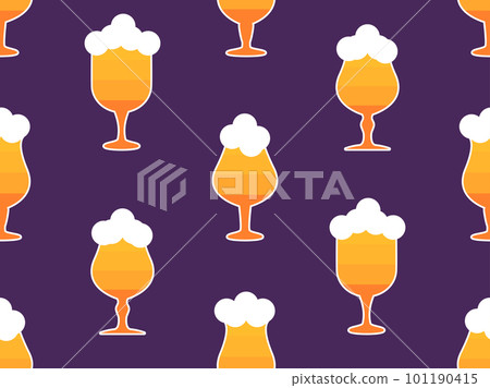 Beer seamless pattern. Beer with foam in stemmed glasses in flat style. Design for posters, banners and promotional items. Vector illustration Beer seamless pattern. Beer with foam in stemmed glasses in flat style. Design for posters, banners and promotional items. Vector illustration 101190415