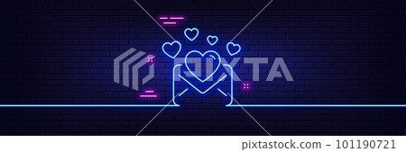 Neon light glow effect. Love Mail line icon. Valentines Message correspondence sign. E-mail symbol. 3d line neon glow icon. Brick wall banner. Love Mail outline. Vector Neon light glow effect. Love Mail line icon. Valentines Message correspondence sign. E-mail symbol. 3d line neon glow icon. Brick wall banner. Love Mail outline. Vector 101190721