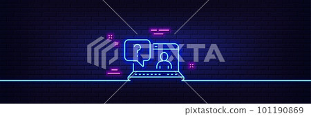 Neon light glow effect. Question mark line icon. Online faq support sign. 3d line neon glow icon. Brick wall banner. Faq outline. Vector Neon light glow effect. Question mark line icon. Online faq support sign. 3d line neon glow icon. Brick wall banner. Faq outline. Vector 101190869