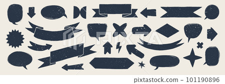 Retro flag and ribbon banners. Hand drawn vintage textured badges, banner, ribbon, flag, and other design elements. Hand-drawn infographic Vector collection. Retro flag and ribbon banners. Hand drawn vintage textured badges, banner, ribbon, flag, and other design elements. Hand-drawn infographic Vector collection. 101190896