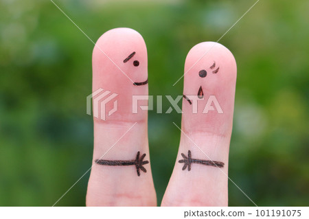 Fingers art of couple met after a long separation. Fingers art of couple met after a long separation. 101191075