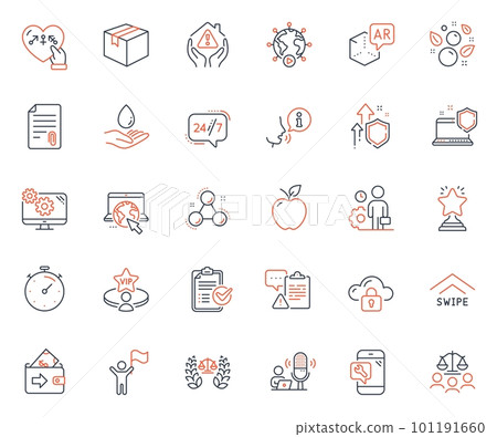 Business icons set. Included icon as Employee, Clipboard and Video conference web elements. Clean bubbles, Improving safety, Vip table icons. Chemistry molecule, Timer, Attachment web signs. Vector Business icons set. Included icon as Employee, Clipboard and Video conference web elements. Clean bubbles, Improving safety, Vip table icons. Chemistry molecule, Timer, Attachment web signs. Vector 101191660