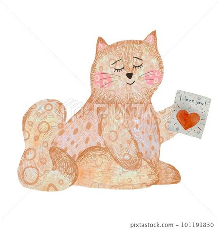 Cat toy pink card happy birthday watercolor Cat toy pink card happy birthday watercolor 101191830