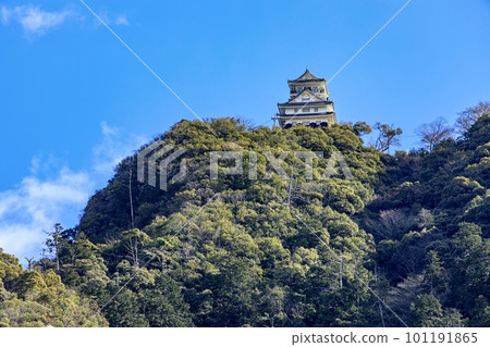 岐阜市金華山上聳立的岐阜城模擬天守閣 岐阜市金華山上聳立的岐阜城模擬天守閣 101191865