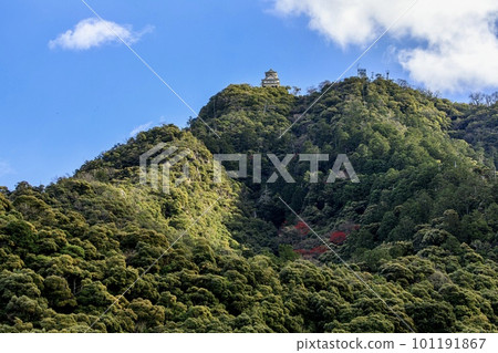 岐阜市金華山上聳立的岐阜城模擬天守閣 岐阜市金華山上聳立的岐阜城模擬天守閣 101191867
