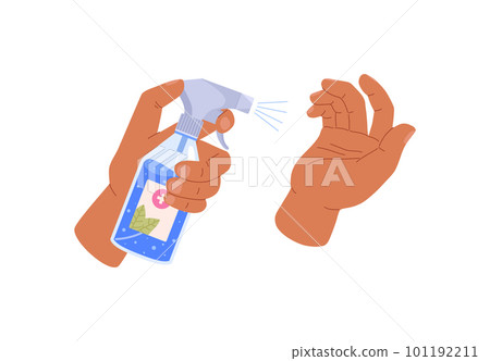 Hand sanitizer or antiseptic spray, flat vector illustration isolated. 101192211