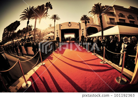 Red carpet for awards ceremony. Luxury entrance for vip stars. Created with Generative AI 101192363