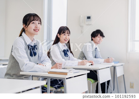 High school students enjoying classes in the classroom High school students enjoying classes in the classroom 101192593