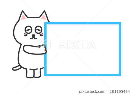 White cat holding a board illustration vector White cat holding a board illustration vector 101195424
