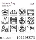 Labour Day icons set, outline, vector and illustration set 3 101195573