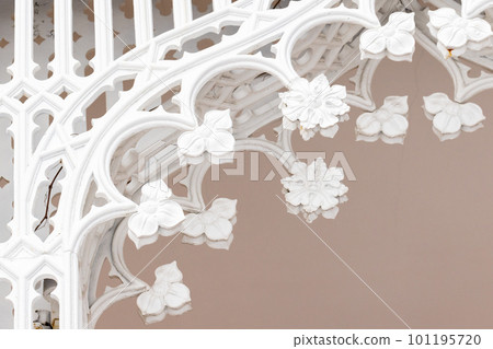Vintage forged iron, white ornamental arch decoration 101195720