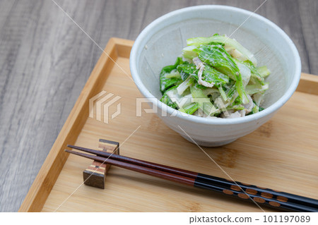 Pork with sesame sauce, Japanese food served in a mortar Pork with sesame sauce, Japanese food served in a mortar 101197089