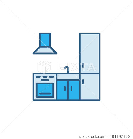 Vector Kitchen concept simple blue icon or symbol 101197190