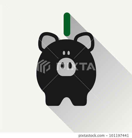 piggy bank, icon with coin symbol, made in flat syle piggy bank, icon with coin symbol, made in flat syle 101197441