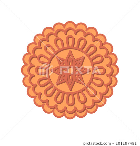 Cartoon Color Chinese Moon Cake Mid Autumn Festival Concept Flat Design Style on a White. Vector illustration of Mooncake 101197481