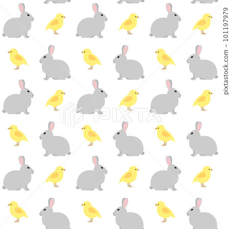 Vector seamless pattern of Easter rabbit and chick Vector seamless pattern of Easter rabbit and chick 101197979