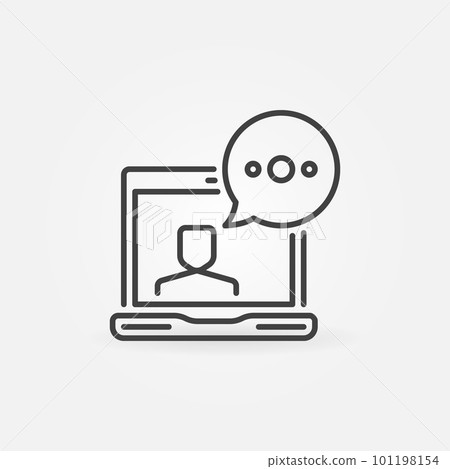 Laptop with Speech Bubble outline icon. Vector Vlog sign 101198154