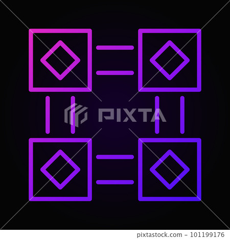 Block chain colored vector linear icon on dark background Block chain colored vector linear icon on dark background 101199176