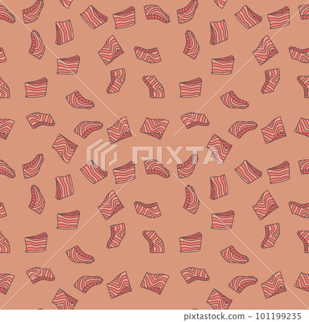 Fillet pieces of salmon red fish vector seamless pattern 101199235