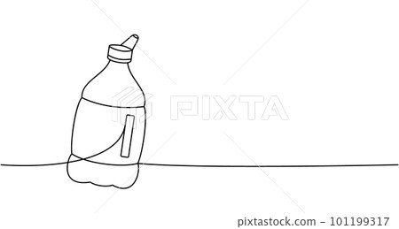 Fitness plastic bottle one line continuous drawing. Empty glass or plastic bottle continuous one line illustration. Vector linear illustration. Fitness plastic bottle one line continuous drawing. Empty glass or plastic bottle continuous one line illustration. Vector linear illustration. 101199317
