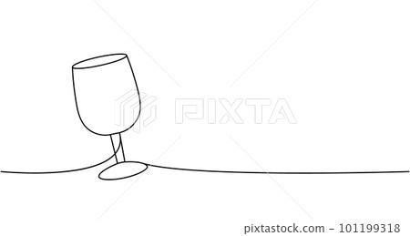 Glass cup, wine glass one line continuous drawing. Empty glass or plastic bottle continuous one line illustration. Vector linear illustration. Glass cup, wine glass one line continuous drawing. Empty glass or plastic bottle continuous one line illustration. Vector linear illustration. 101199318