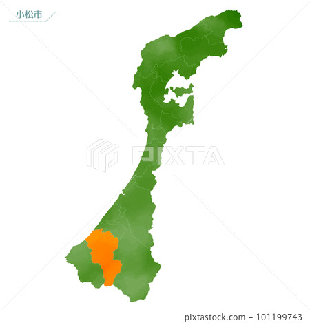 Watercolor-style map Komatsu City Watercolor-style map Komatsu City 101199743
