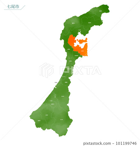 水彩風格的地圖七尾市 水彩風格的地圖七尾市 101199746