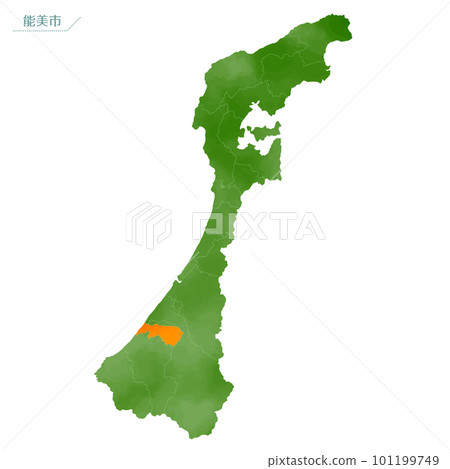 水彩風格的地圖能美市 101199749