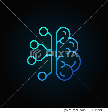 Cyberbrain line blue icon. Vector artificial intelligence brain Cyberbrain line blue icon. Vector artificial intelligence brain 101199992