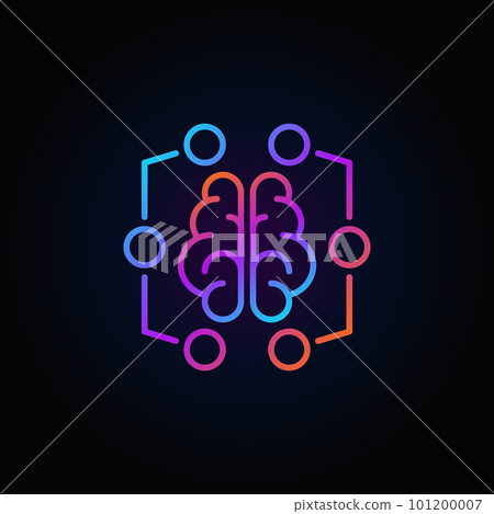 Digital brain colorful icon - vector machine... - Stock Illustration ...