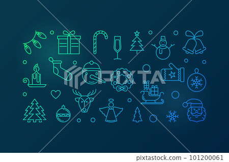 Colored Happy New Year vector horizontal illustration or banner 101200061