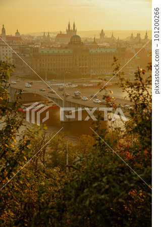 landscape in evening in autumn in Prague, Czech Republic 101200266