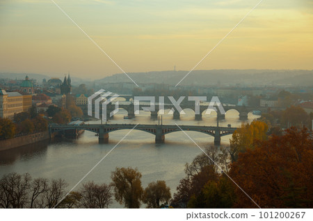 landscape with Vltava river and Karlov most landscape with Vltava river and Karlov most 101200267
