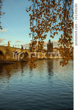 landscape in evening in autumn in Prague, Czech Republic 101200280