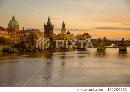 landscape with Vltava river and Karlov most 101200282