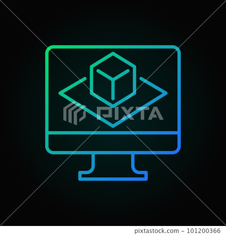 Computer with Augmented Reality colored vector line icon Computer with Augmented Reality colored vector line icon 101200366