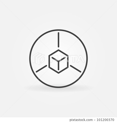 Cube in circle outline icon. Vector augmented reality sign Cube in circle outline icon. Vector augmented reality sign 101200370