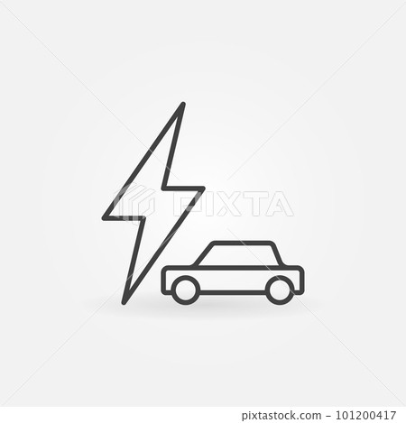 Car with lightning icon - vector electric car concept sign Car with lightning icon - vector electric car concept sign 101200417