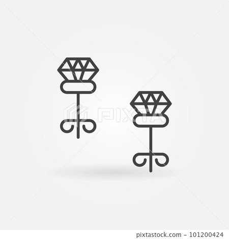 Carnation earrings with diamond vector outline icon Carnation earrings with diamond vector outline icon 101200424