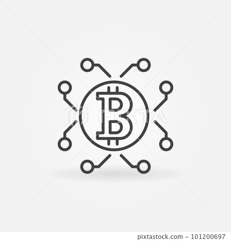 Bitcoin and cryptocurrency vector outline icon or symbol 101200697