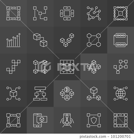 Block chain icons collection - vector blockchain technology signs 101200701