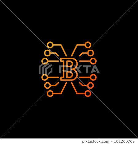 Block chain technology concept vector orange outline symbol 101200702