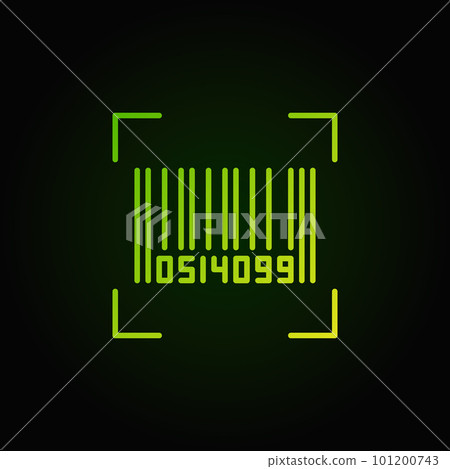 Bar code vector green line icon on dark background Bar code vector green line icon on dark background 101200743